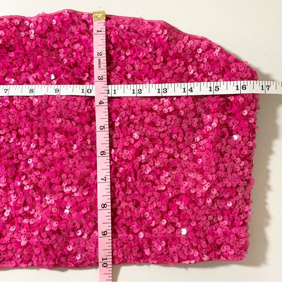 NWT SHEIN SXY Pink Sequin Crop Tube Top L - Picture 6 of 9